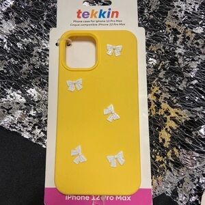 Apple Yellow iPhone 12 Pro Max Case with White Bows